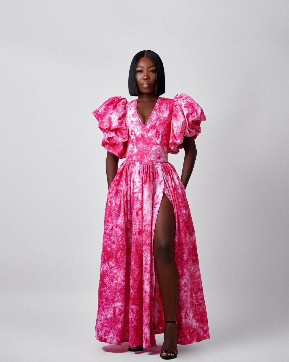 NWT Sika Shuri Tie Dye Maxi Dress Size 8 Pink Handmade Cotton Ghana London